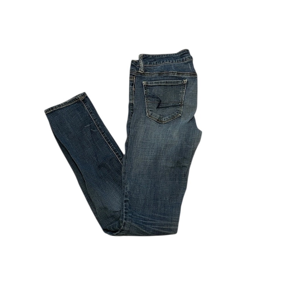 American Eagle Women's Blue Skinny Low-Rise Jeggings Jeans Size 4‎ Stretch Comfy